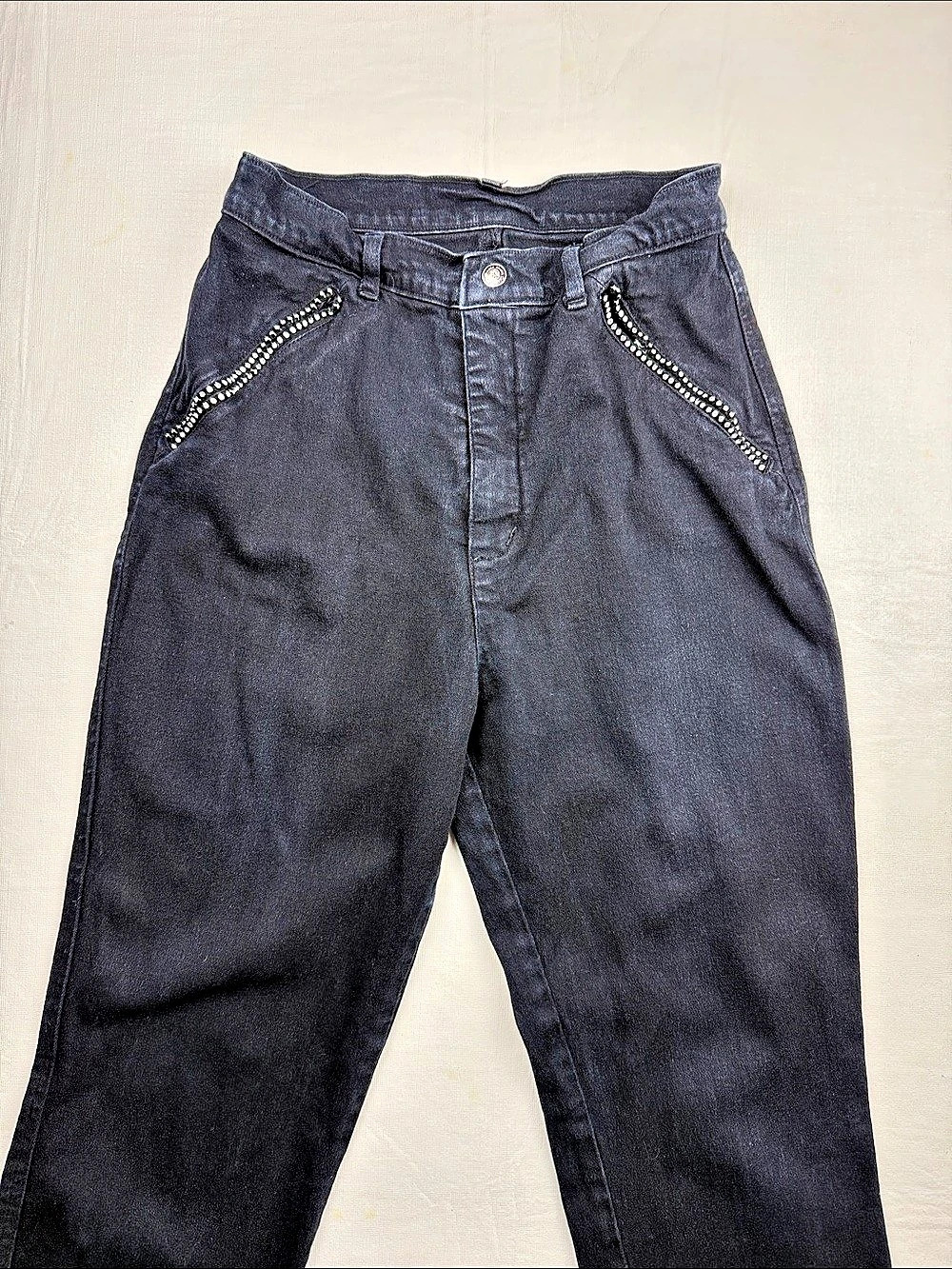 Vintage Bianca Maria Caselli Black Studded Jeans Made In Italy Y2K Designer Deni